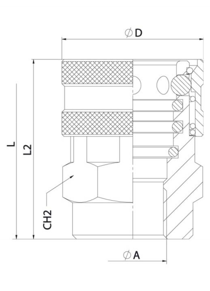 схема розетки БРС TPL серии 126 (Non-Valve Straight-through Connector) — Inteva