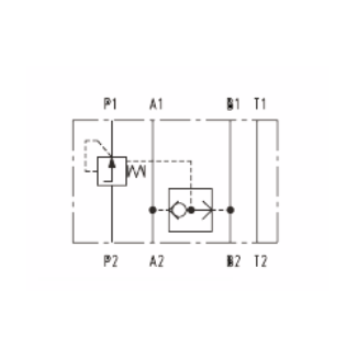 схема двухлинейного компенсатора давления плиточного монтажа TV2-102/S - Argo-Hytos