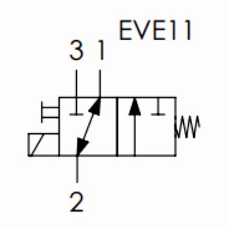 схема трёхлинейного двухпозиционного электромагнитного клапан — EV11