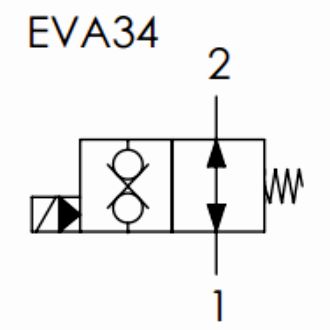 схема двухлинейного двухпозиционного электромагнитного клапана с полным запиранием - EV34
