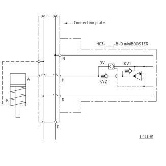 схема мультипликатора (усилитель) давления серии HC3-D — Minibooster