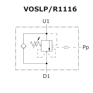 схема сдвоенного гидрозамка с предохранительными клапанами VOSLP/R1116 - Walvoil