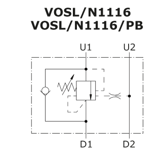 схема сдвоенного гидрозамка с предохранительными клапанами VOSL/N1116 - Walvoil