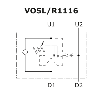 схема сдвоенного гидрозамка с предохранительными клапанами VOSL/R1116 - Walvoil