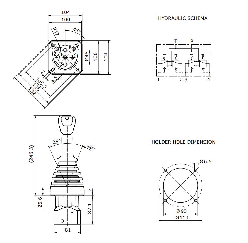 схема гидравлического джойстика RCX — Hydrocontrol